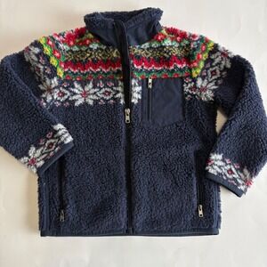 Polo Ralph Lauren Toddler 4 Fair Isle Teddy Fleece Jacket Navy Blue Fuzzy Zip Up